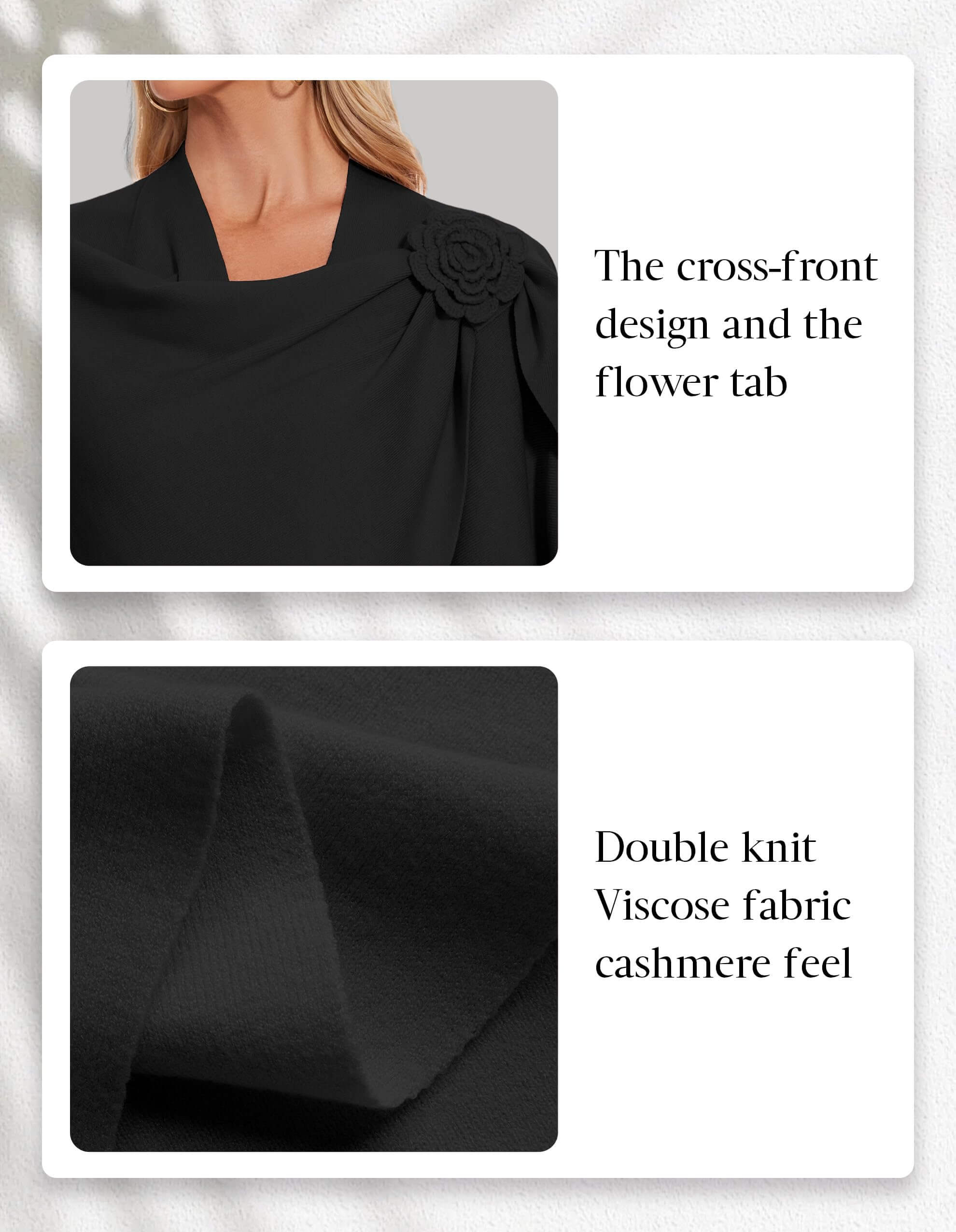 PULI Womens Elegant Cross Front Shawl Wraps Floral Wraps Soft Ponchos Cape Warm Travel Shawls