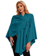 PULI Womens Elegant Cross Front Shawl Wraps Knitted Ponchos Cape Light Weight Poncho Sweater Soft Warm Travel Wraps