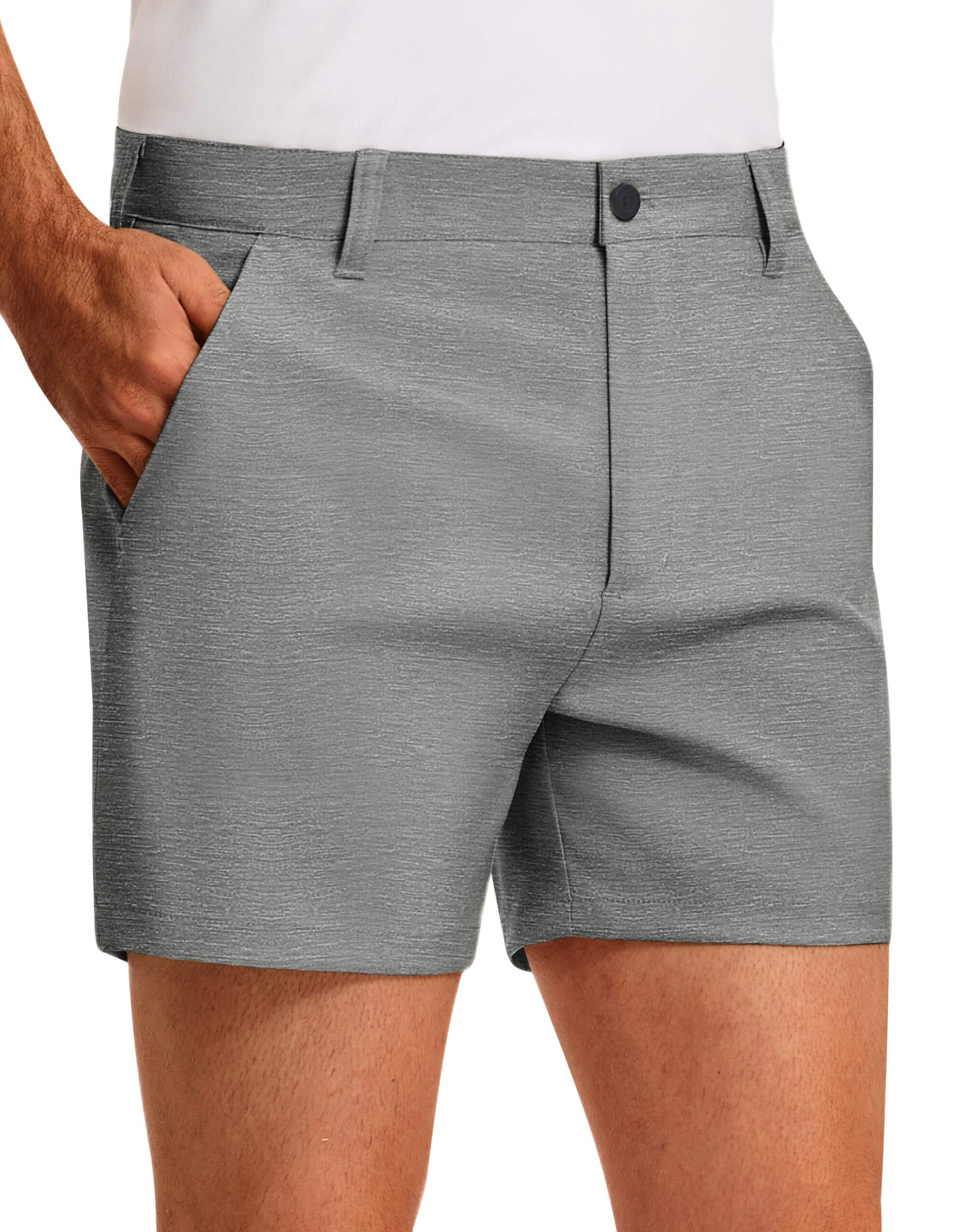PULI Golf Shorts Men‘s 5 Inch Inseam Relaxed Fit Stretch Dress Lightweight Casual Travel Quick Dry Summer Shorts