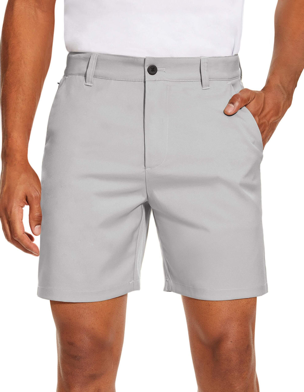 PULI Men's Golf Dress Shorts Flat Front Hybrid 7 Inch Lightweight Quick Dry Chino Casual with Pockets