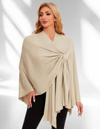 PULI Womens Elegant Cross Front Shawl Wraps Knitted Ponchos Cape Light Weight Poncho Sweater Soft Warm Travel Wraps