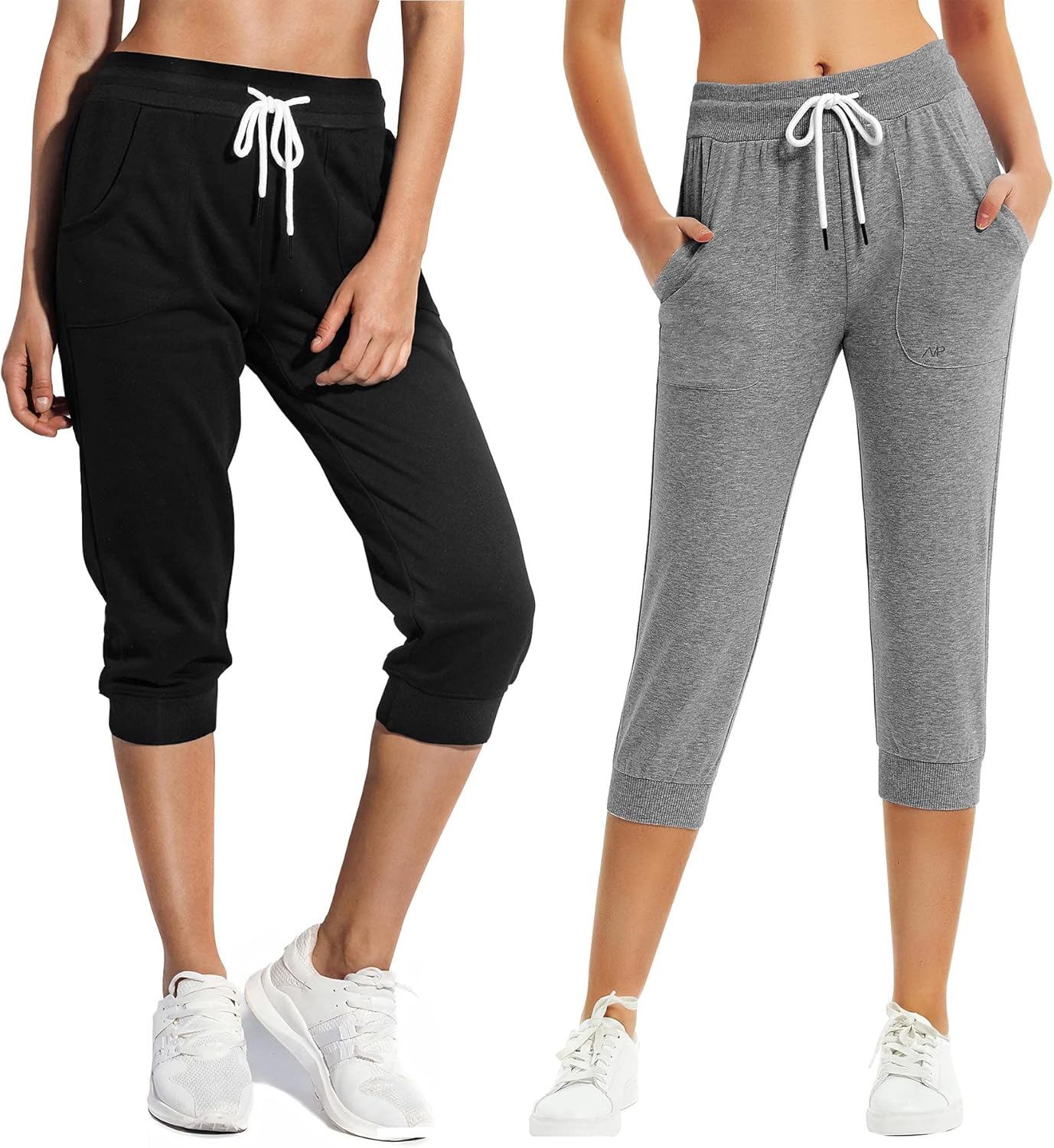 SPECIALMAGIC Women's Capri Sweatpants Cropped Jogger Running Pants Lounge Loose Fit Drawstring Waist with Side Pockets