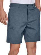 PULI Men's Golf Hybrid Shorts 7 Inch Dress Stretch Hiking Flat Front Quick Dry Lightweight Board Casual Shorts with Pockets