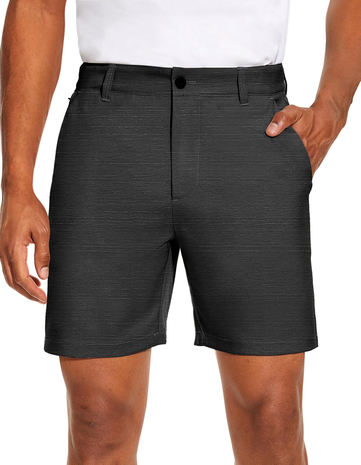 PULI Men's Golf Dress Shorts Flat Front Hybrid 7 Inch Lightweight Quick Dry Chino Casual with Pockets