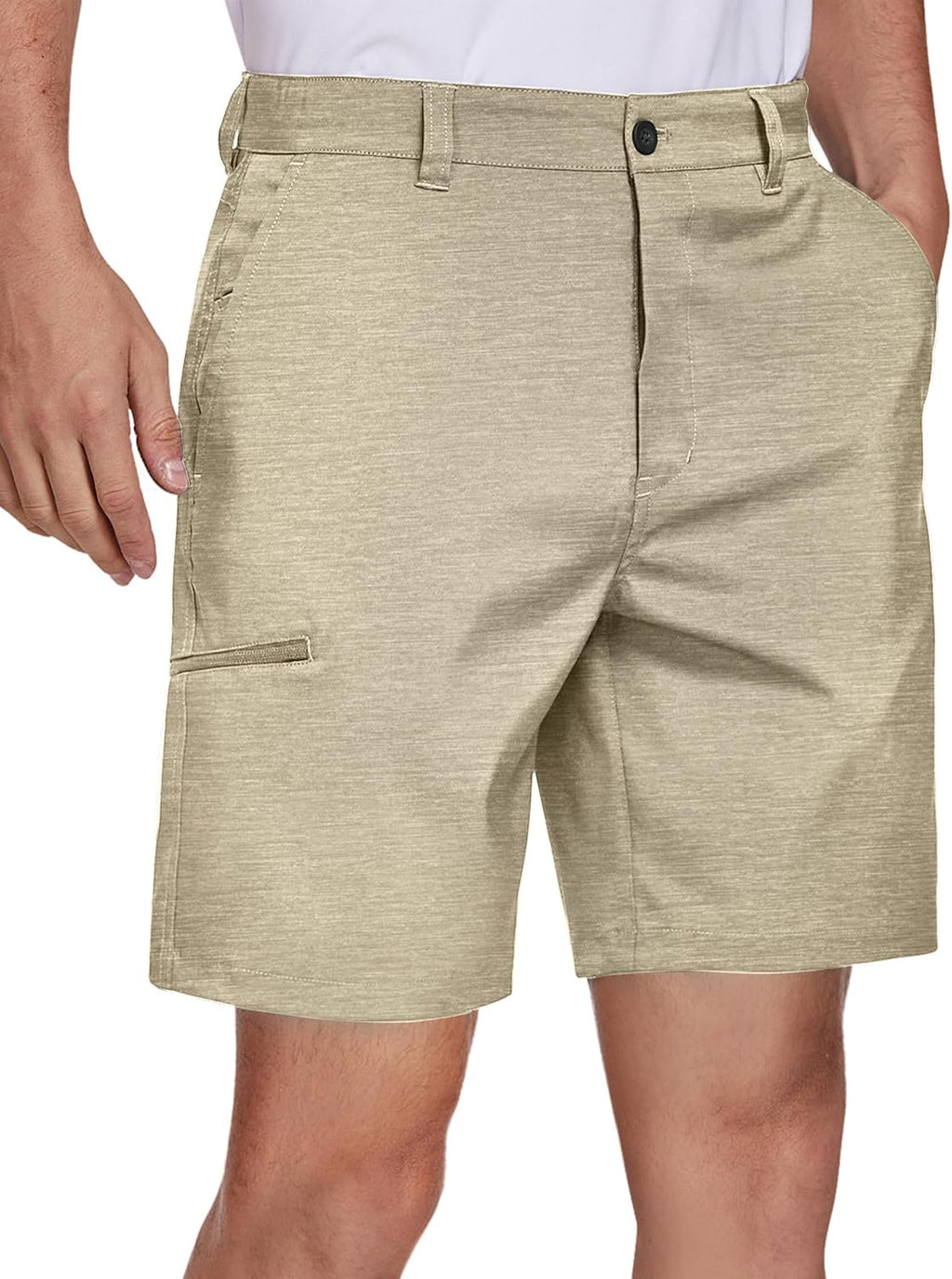 PULI Men's Golf Hybrid Shorts 7 Inch Dress Stretch Hiking Flat Front Quick Dry Lightweight Board Casual Shorts with Pockets