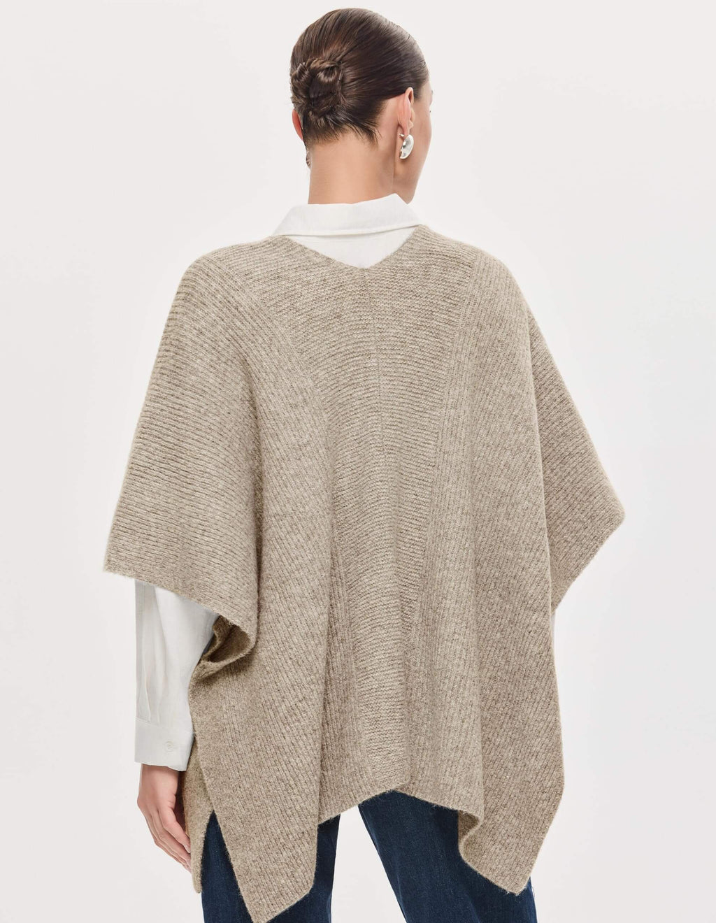 PULI Women's Open Front Shawl Wraps Casual Chunky Warm Capes Ribbed Knit Poncho Travel Sweater for Fall Winter