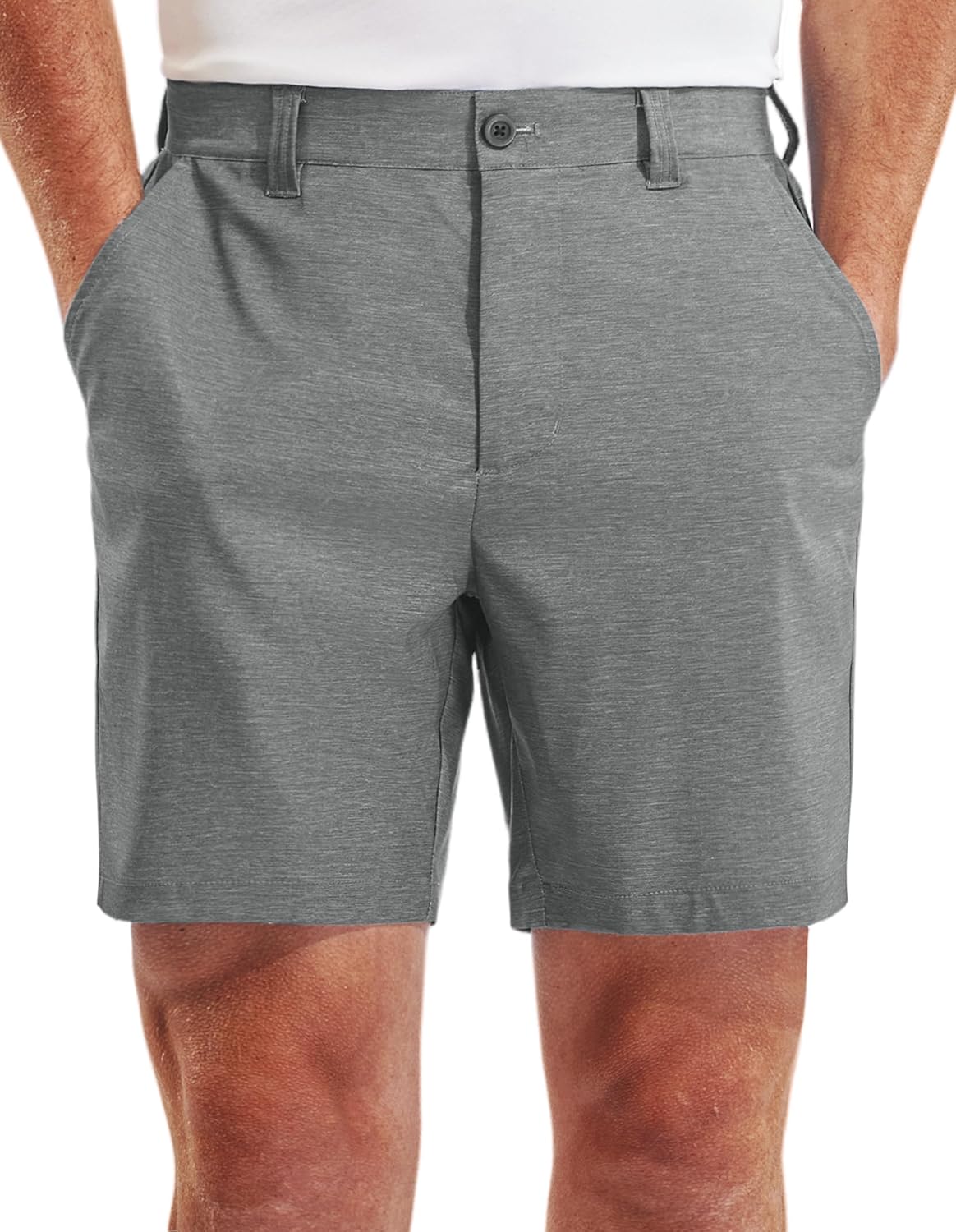 PULI Men's Golf Dress Shorts Flat Front Hybrid 7 Inch Lightweight Quick Dry