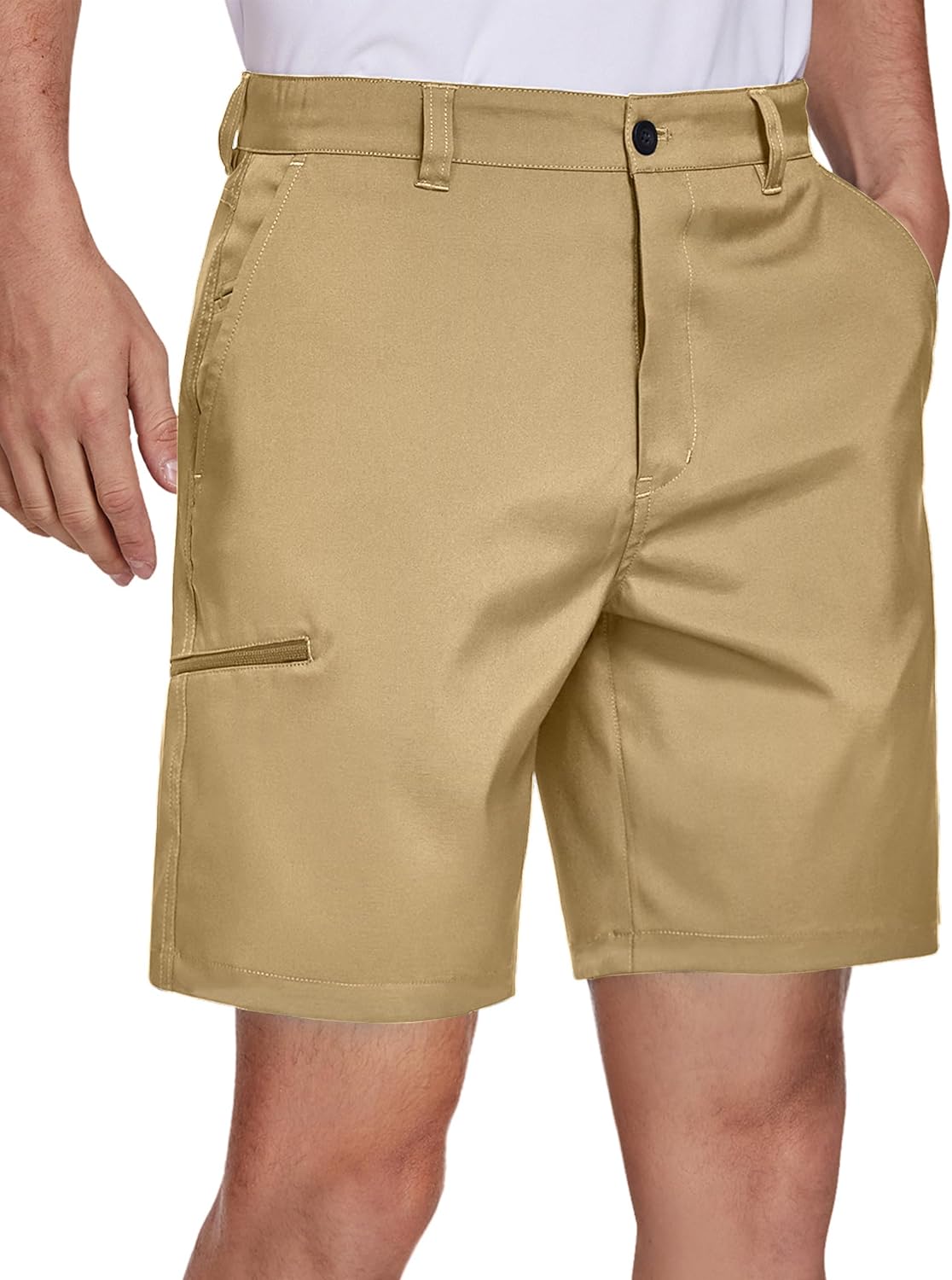 PULI Men's Golf Hybrid Shorts 7 Inch Dress Stretch Hiking Flat Front Quick Dry Lightweight Board Casual Shorts with Pockets