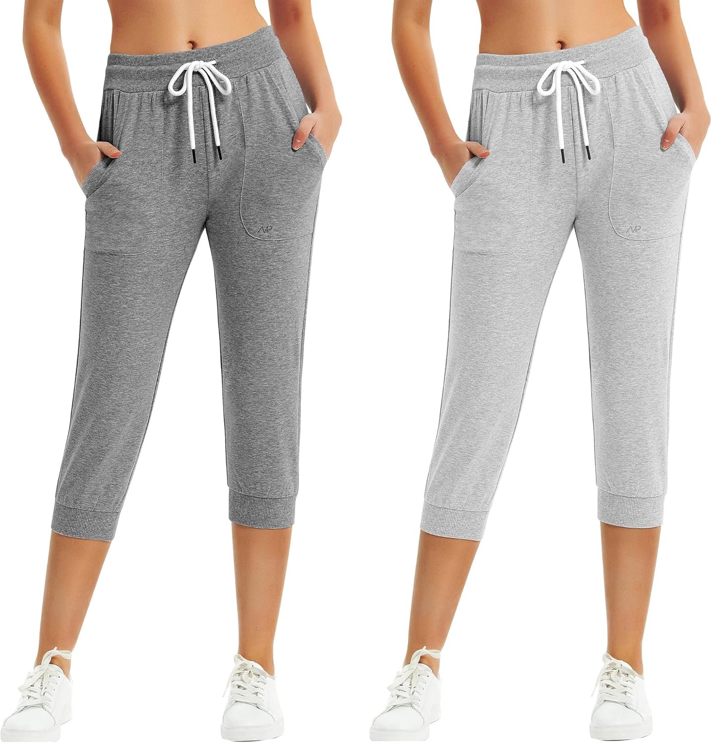SPECIALMAGIC Women's Capri Sweatpants Cropped Jogger Running Pants Lounge Loose Fit Drawstring Waist with Side Pockets