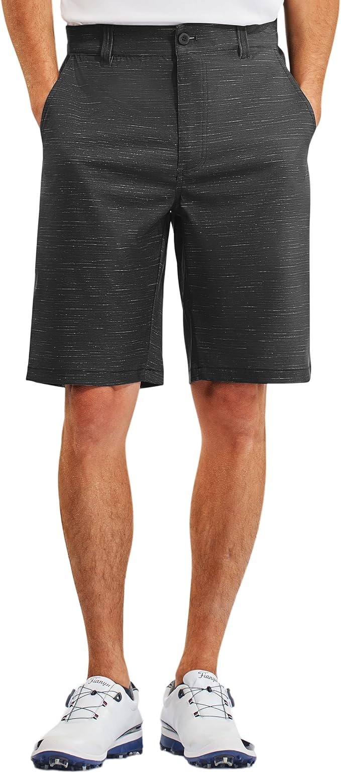 PULI Men's 10" Golf Shorts Dress Casual Summer Flat Front Lightweight Travel Short with Pockets
