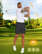 PULI Men's Golf Dress Shorts Flat Front Hybrid 7 Inch Lightweight Quick Dry Chino Casual with Pockets