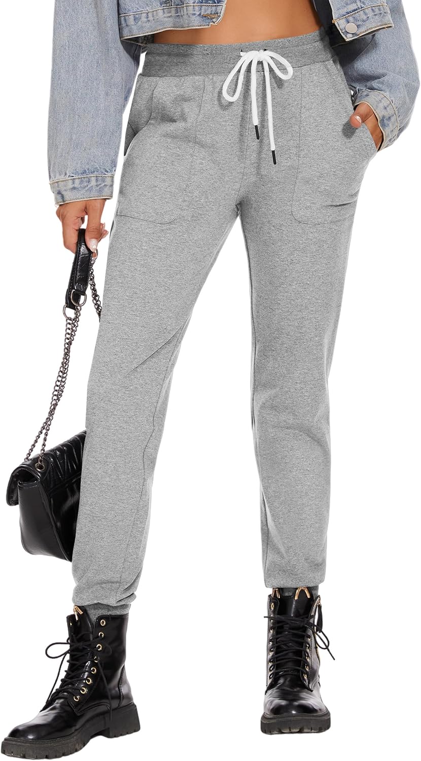 SPECIALMAGIC Women's Cotton Sweatpants with Pockets Athletic Drawstring Joggers Casual Sweat Pants