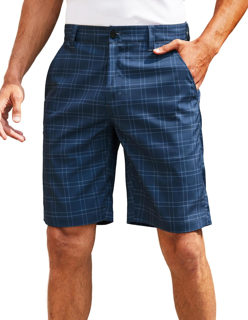 PULI Men's Golf Hybrid Dress Shorts Casual Summer Stretch Flat Front Lightweight Hiking Shorts Quick Dry with Pockets