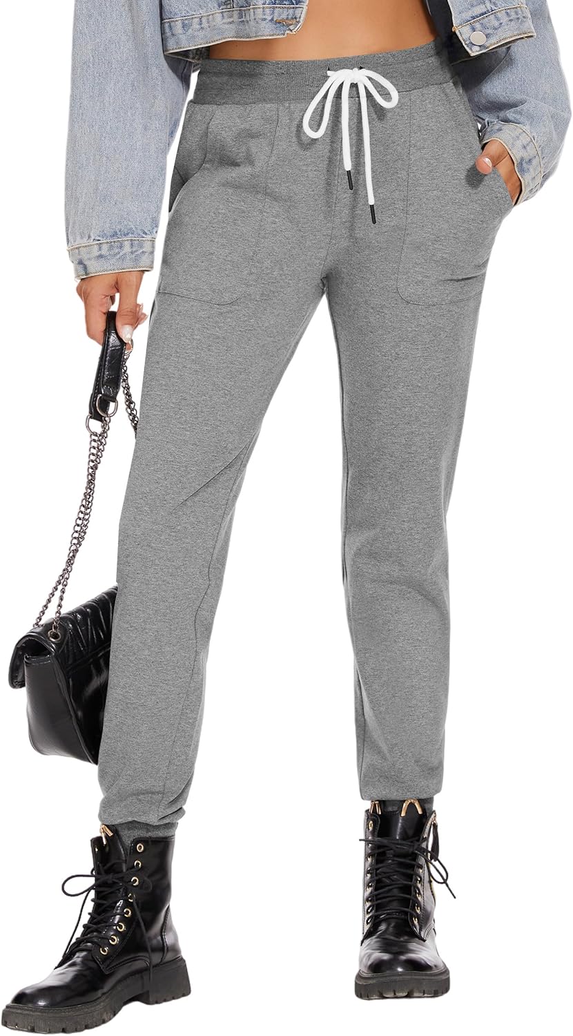SPECIALMAGIC Women's Cotton Sweatpants with Pockets Athletic Drawstring Joggers Casual Sweat Pants