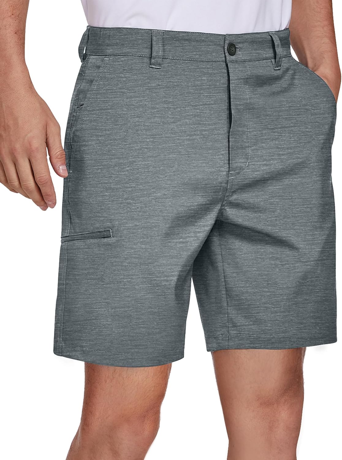PULI Men's Golf Hybrid Shorts 7 Inch Dress Stretch Hiking Flat Front Quick Dry Lightweight Board Casual Shorts with Pockets