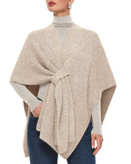 PULI Women's Shawl Wraps Casual Warm Travel Shawls Knit Poncho Sweater with Crossover Front
