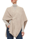 PULI Women's Shawl Wraps Casual Warm Travel Shawls Knit Poncho Sweater with Crossover Front