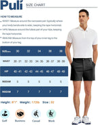 PULI Men's Golf Shorts Relaxed Fit Stretch Dress Lightweight Casual Waterproof Travel Quick Dry Summer Shorts 7 Inch Inseam