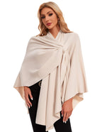 PULI Womens Elegant Cross Front Shawl Wraps Knitted Ponchos Cape Light Weight Poncho Sweater Soft Warm Travel Wraps