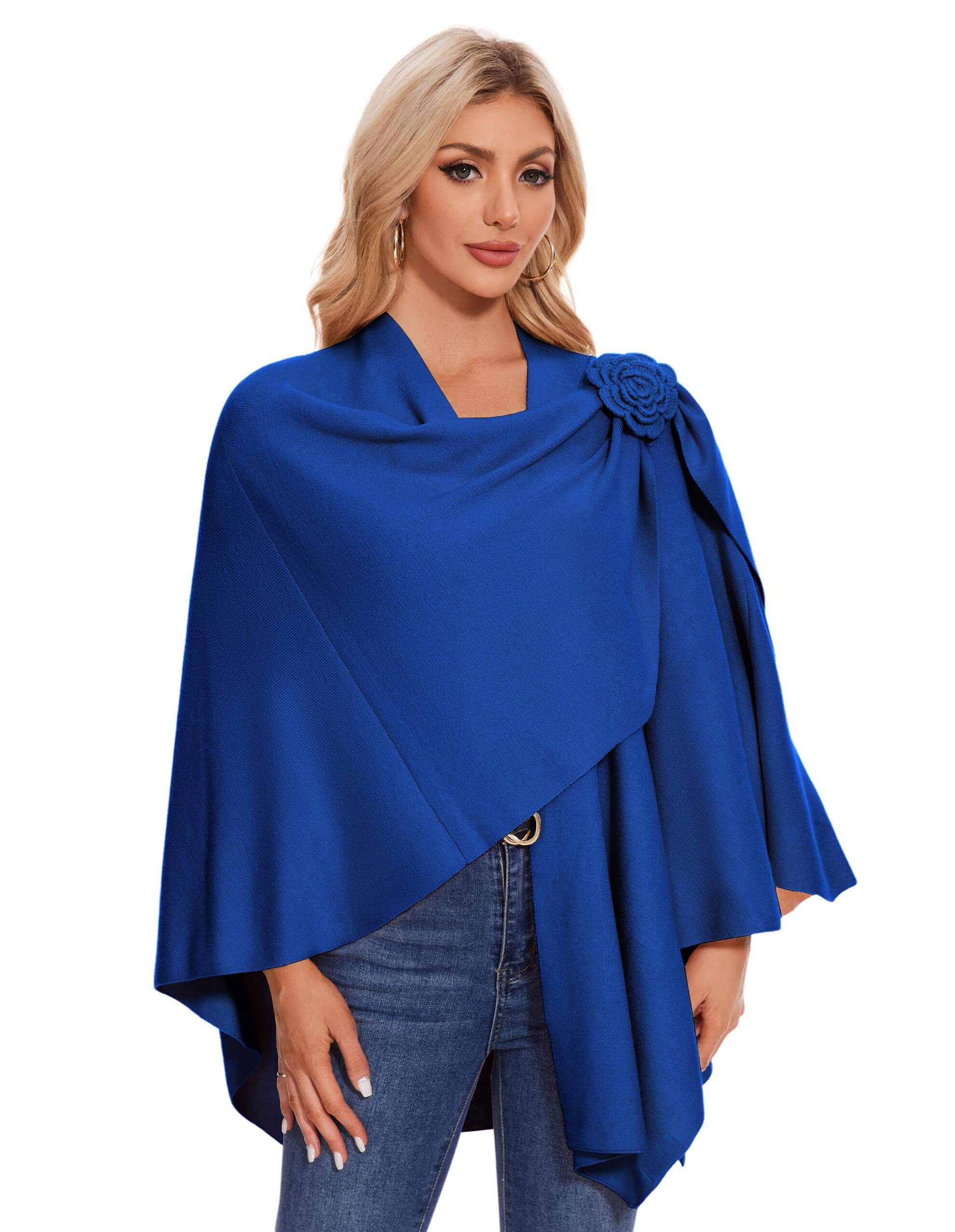 PULI Womens Elegant Cross Front Shawl Wraps Floral Wraps Soft Ponchos Cape Warm Travel Shawls