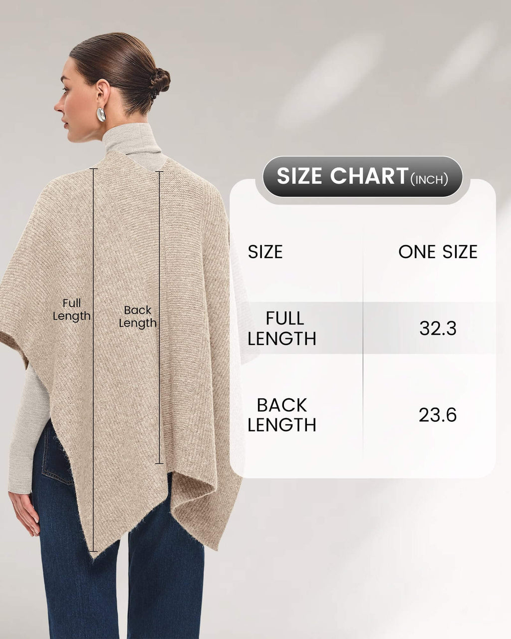 PULI Women's Shawl Wraps Casual Warm Travel Shawls Knit Poncho Sweater with Crossover Front