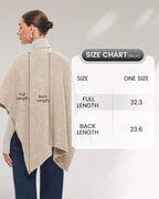 PULI Women's Shawl Wraps Casual Warm Travel Shawls Knit Poncho Sweater with Crossover Front