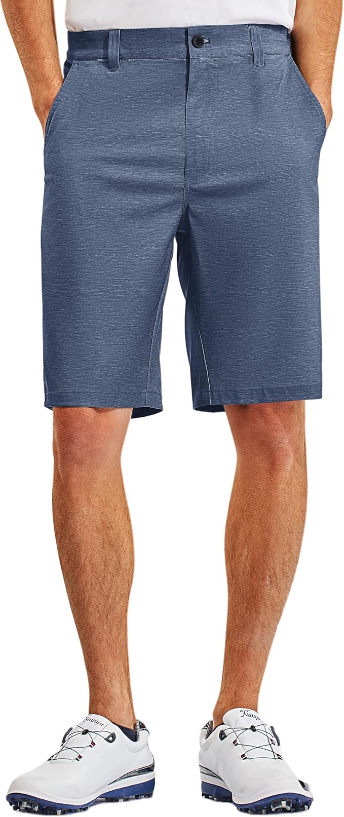 PULI Men's 10" Golf Shorts Dress Casual Summer Flat Front Lightweight Travel Short with Pockets
