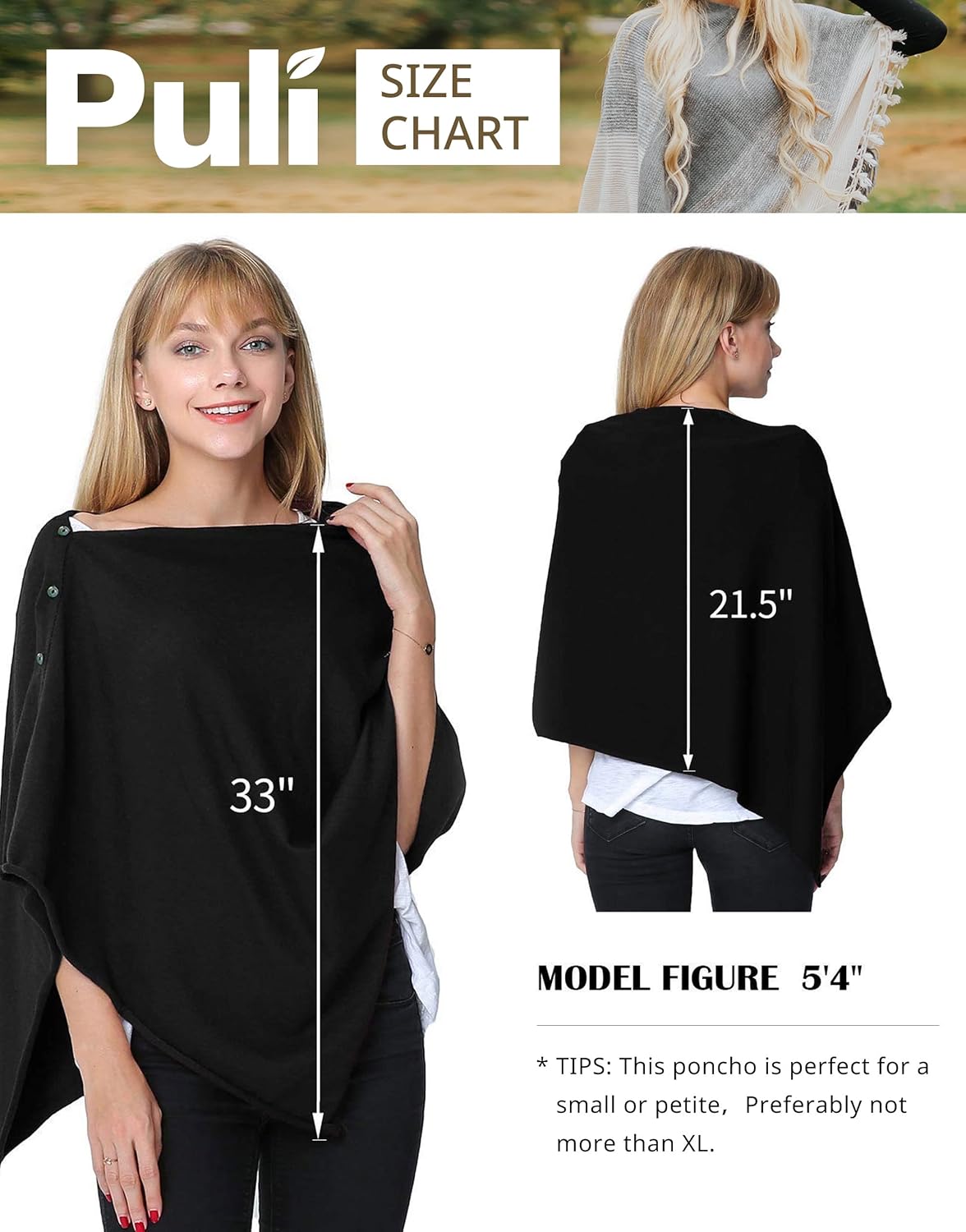 PULI Women's Versatile Knitted Shawls Scarf Poncho Sweater with Buttons Lightweight Spring Summer Fall Wraps