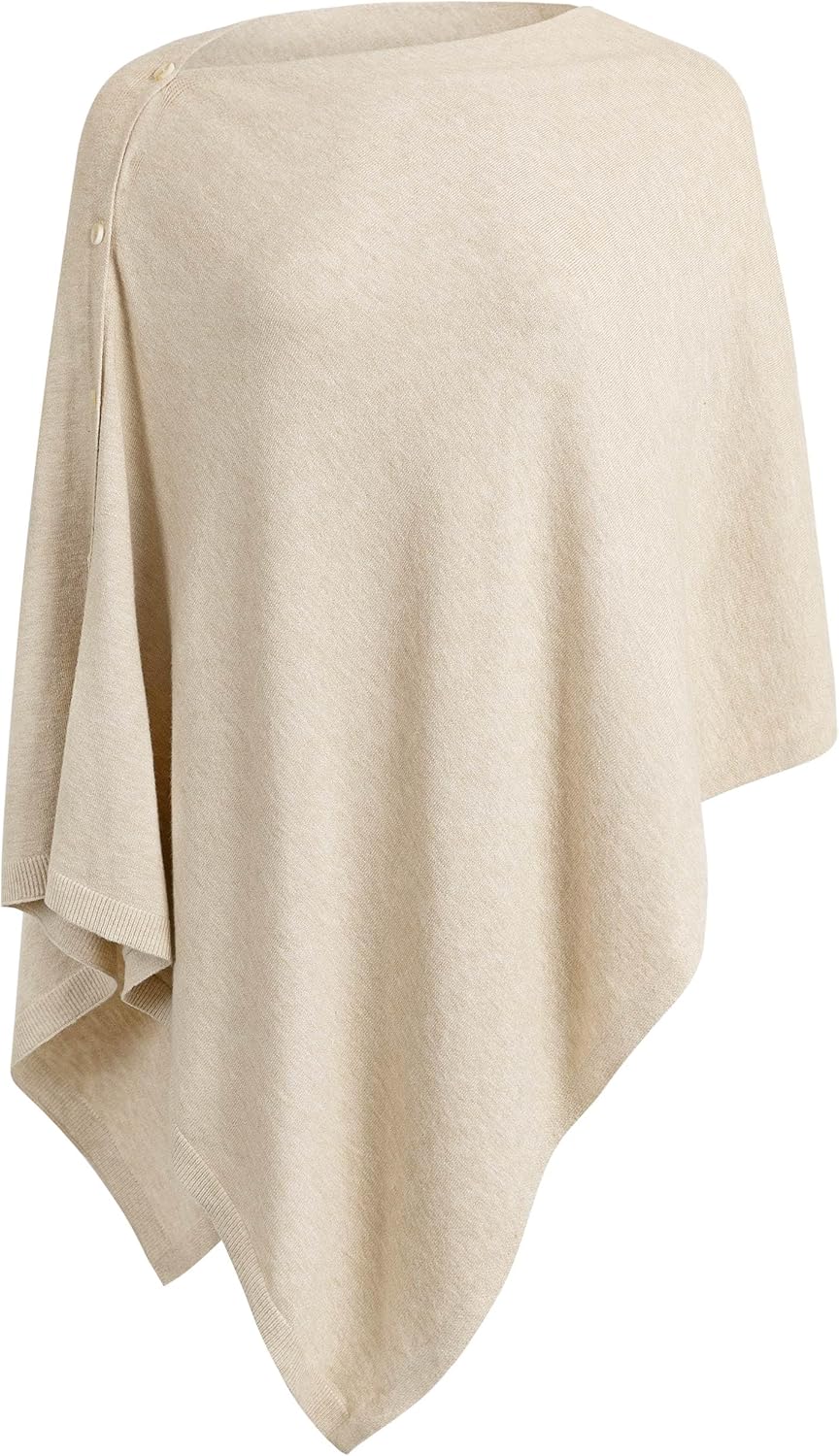 PULI Women's Versatile Knitted Shawls Scarf Poncho Sweater with Buttons Lightweight Spring Summer Fall Wraps