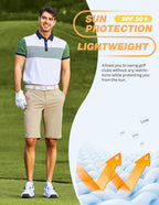 PULI Men's Golf Shorts 11 Inch Inseam Flat Front Lightweight Quick Dry with 5 Pockets for Travel Casual Business