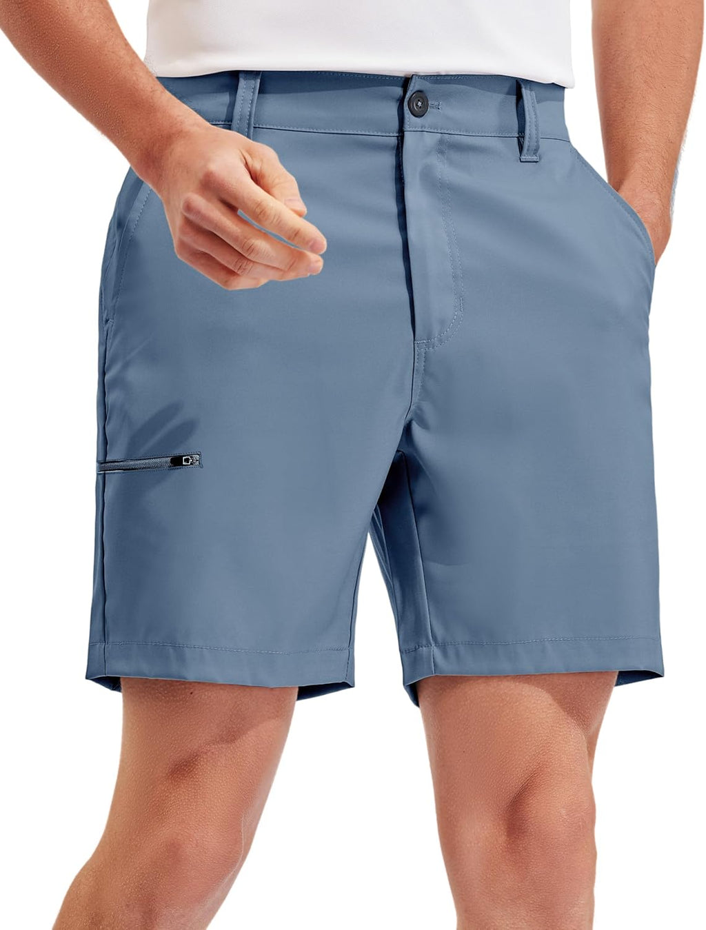 PULI Men's Golf Hybrid Shorts 7 Inch Dress Stretch Hiking Flat Front Quick Dry Lightweight Board Casual Shorts with Pockets