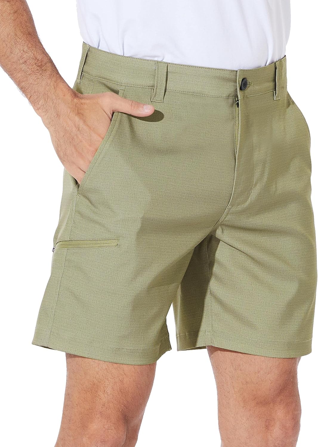 PULI Men's Golf Hybrid Shorts 7 Inch Dress Stretch Hiking Flat Front Quick Dry Lightweight Board Casual Shorts with Pockets