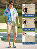 PULI Men's Golf Shorts 11 Inch Inseam Flat Front Lightweight Quick Dry with 5 Pockets for Travel Casual Business