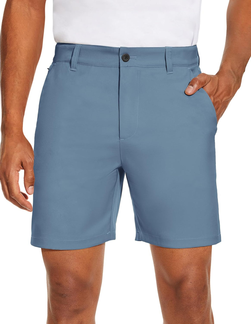 PULI Men's Golf Dress Shorts Flat Front Hybrid 7 Inch Lightweight Quick Dry Chino Casual with Pockets, Navy Blue / 34 PULI Men's Golf Dress Shorts Flat Front Hybrid 7 Inch Lightweight Quick Dry Chino Casual with Pockets, Navy Blue / 34