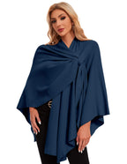 PULI Womens Elegant Cross Front Shawl Wraps Knitted Ponchos Cape Light Weight Poncho Sweater Soft Warm Travel Wraps