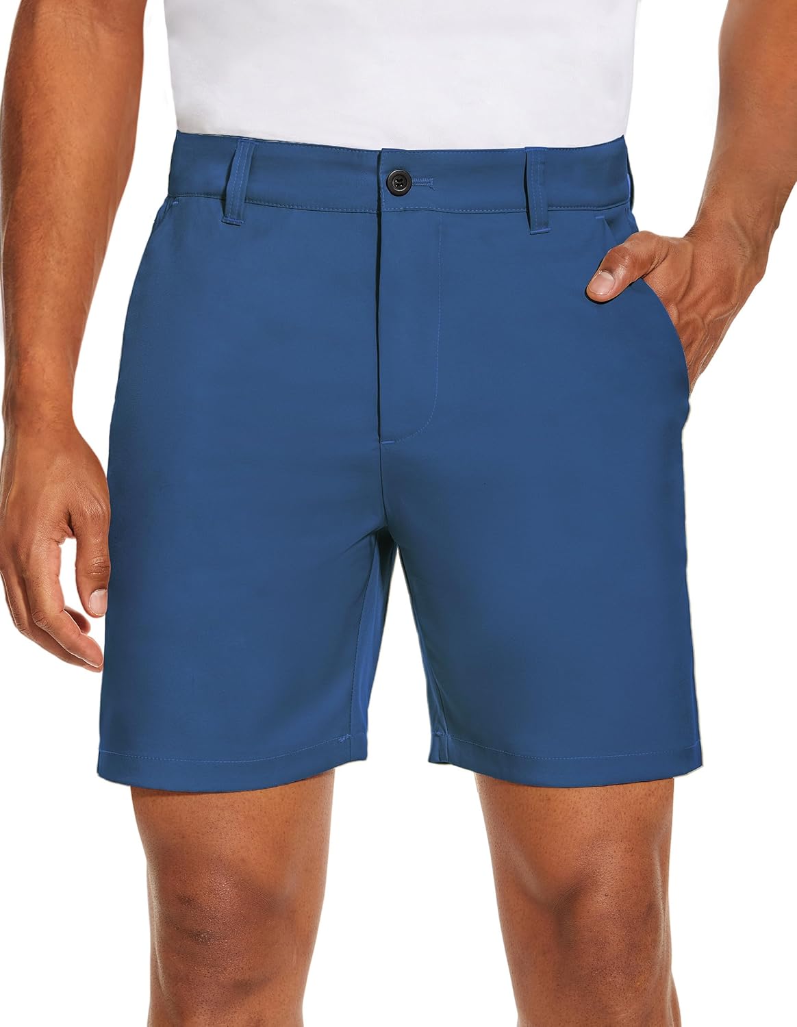 PULI Men's Golf Dress Shorts Flat Front Hybrid 7 Inch