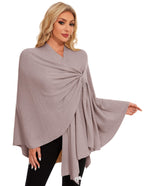 PULI Womens Elegant Cross Front Shawl Wraps Knitted Ponchos Cape Light Weight Poncho Sweater Soft Warm Travel Wraps