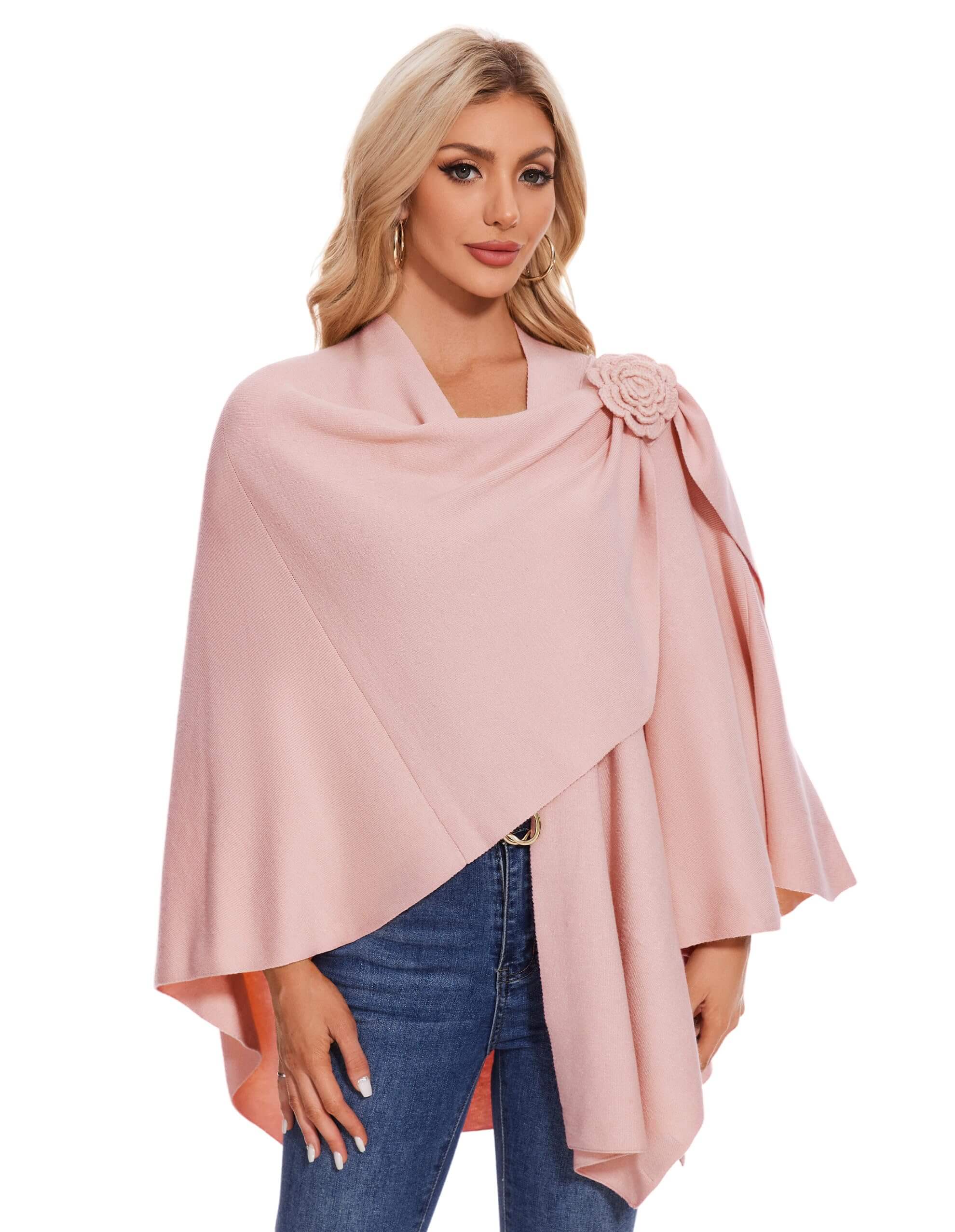 PULI Womens Elegant Cross Front Shawl Wraps Floral Wraps Soft Ponchos Cape Warm Travel Shawls