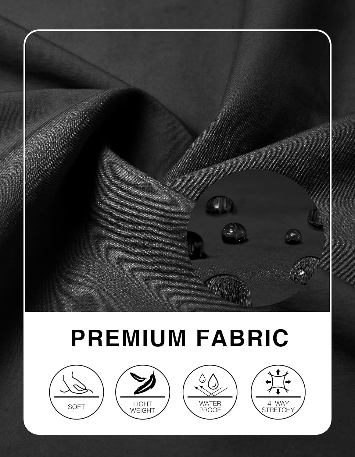 PULI Men's Golf Pants Stretch Slim Fit Lightweight Waterproof Casual Hiking Work Pants with Pockets