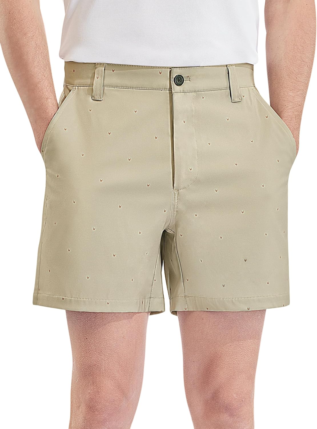 PULI Golf Shorts Men's 5 Inch Inseam Stretch Casual Dress Shorts with Pockets Waterproof Lightweight Quick Dry