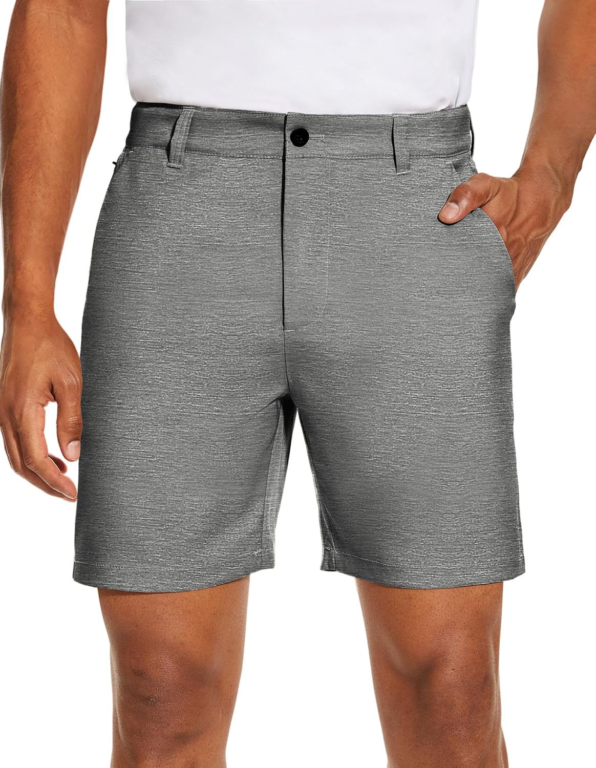 PULI Men's Golf Dress Shorts Flat Front Hybrid 7 Inch Lightweight Quick Dry Chino Casual with Pockets