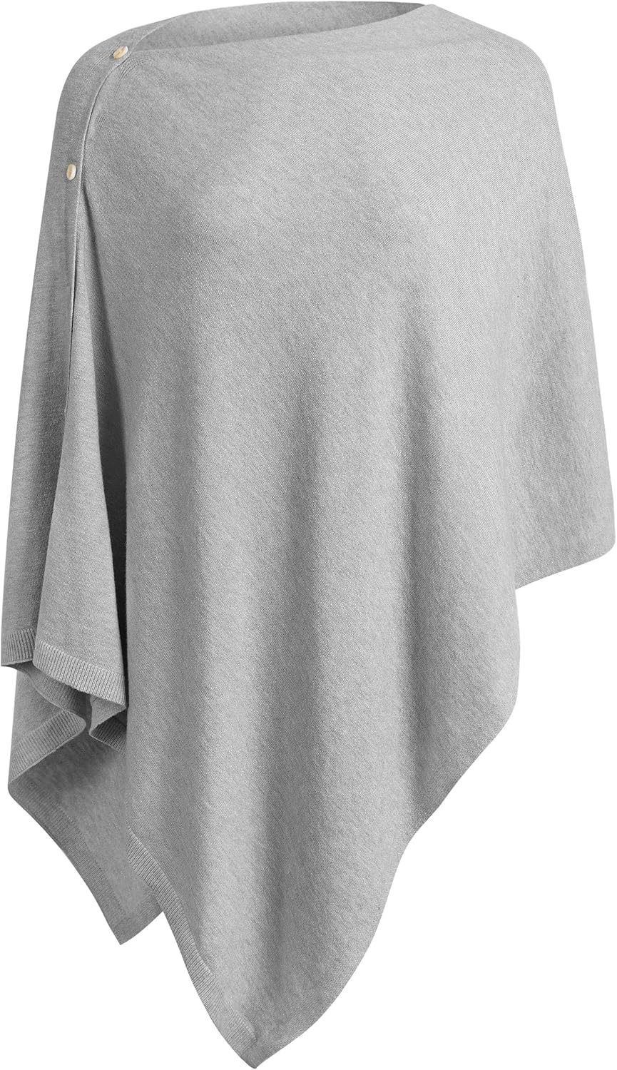 PULI Women's Versatile Knitted Shawls Scarf Poncho Sweater with Buttons Lightweight Spring Summer Fall Wraps