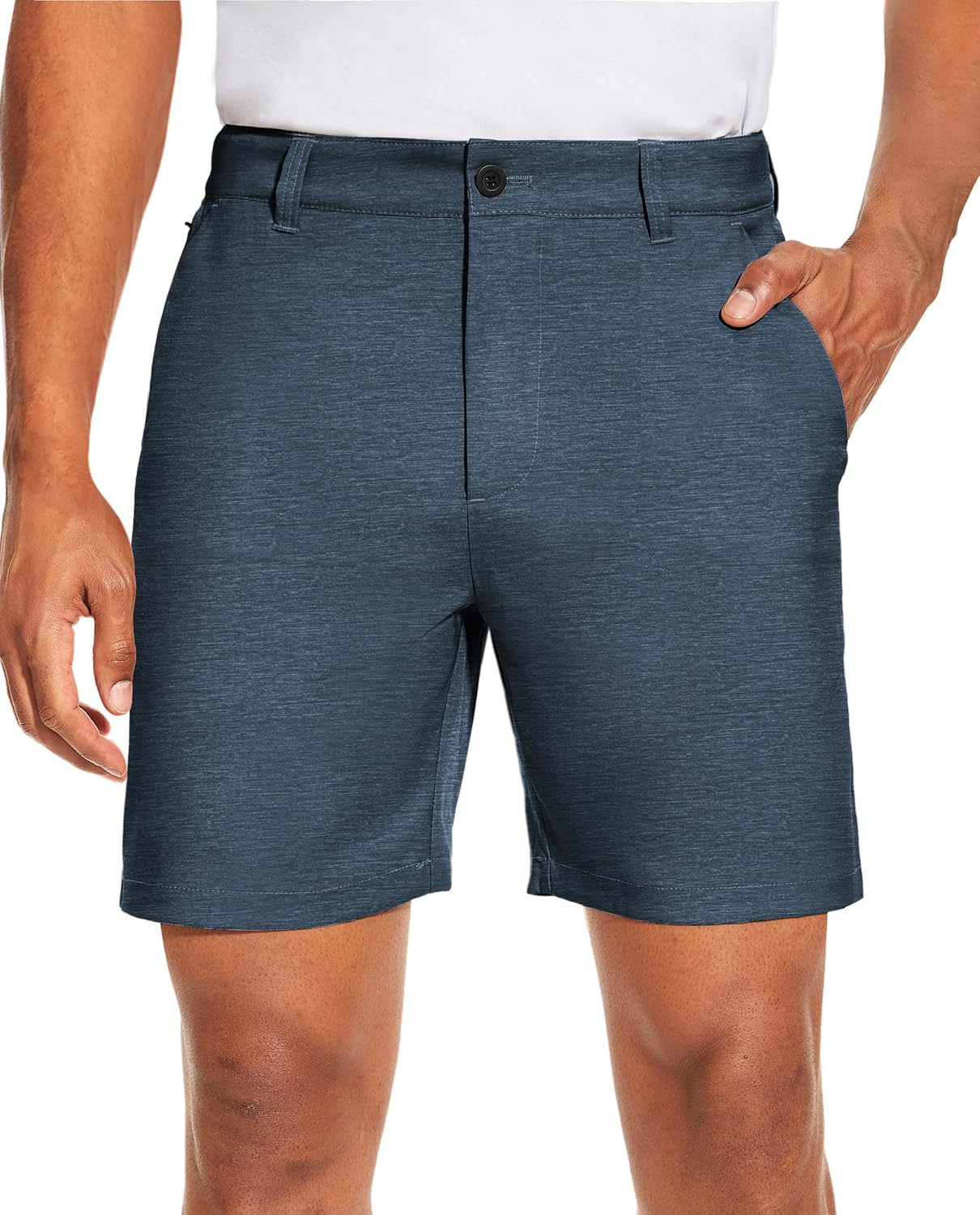 PULI Men's Golf Dress Shorts Flat Front Hybrid 7 Inch Lightweight Quick Dry Chino Casual with Pockets