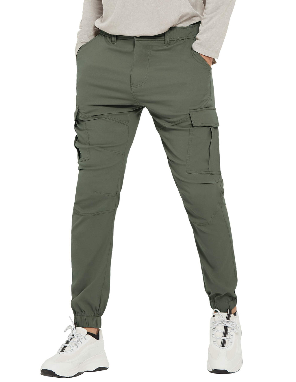 PULI Men's Waterproof Hiking Pants Slim Fit Cargo Joggers Stretch Quick Dry Outdoor Pants with Pockets