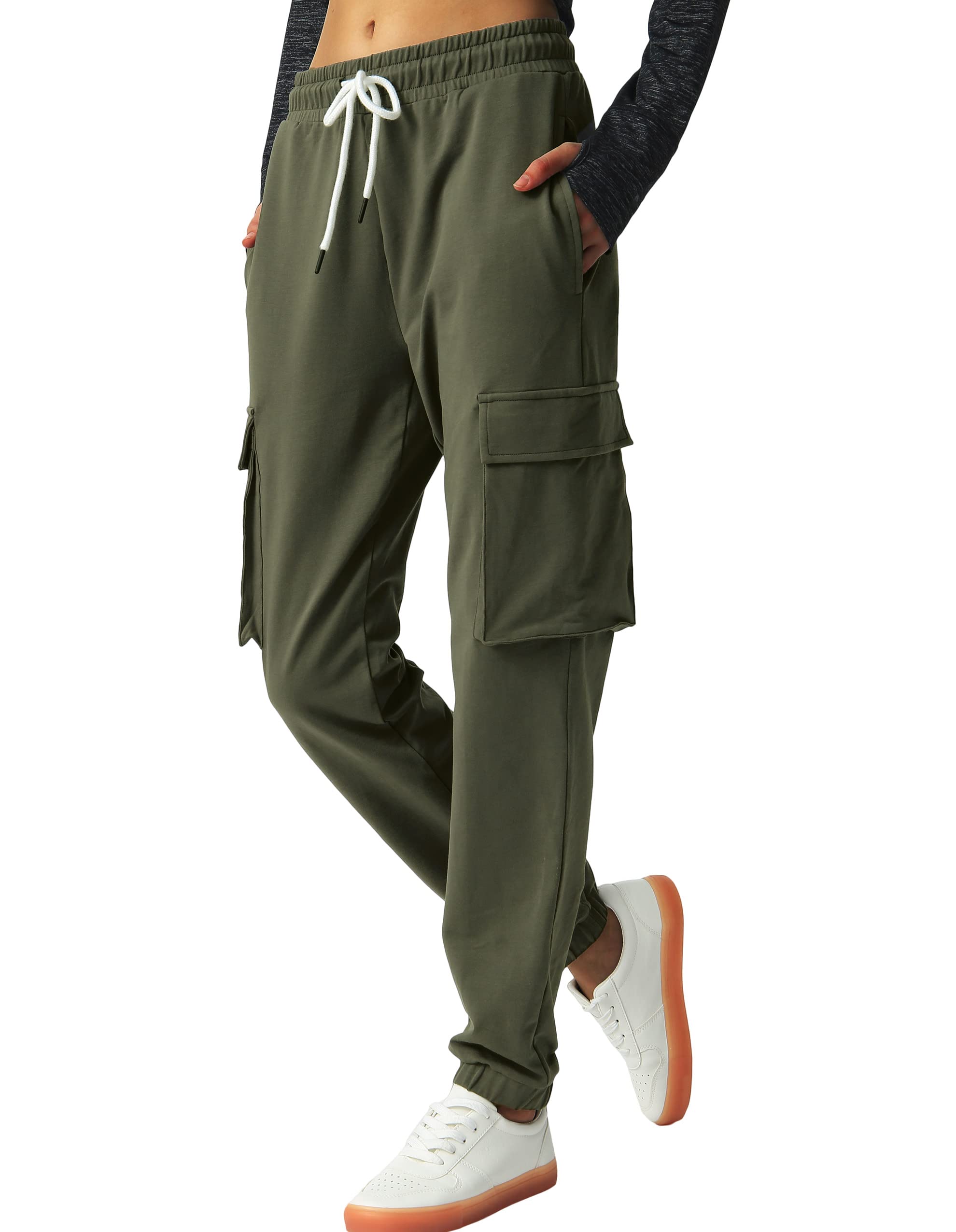 SPECIALMAGIC Women's Cargo Sweatpants Cotton Athletic Joggers 4 Pockets Sporty Pants