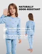 Woolcano Kid's 190g Merino Wool Unisex Base Layer Set Lightweight Thermal Underwear