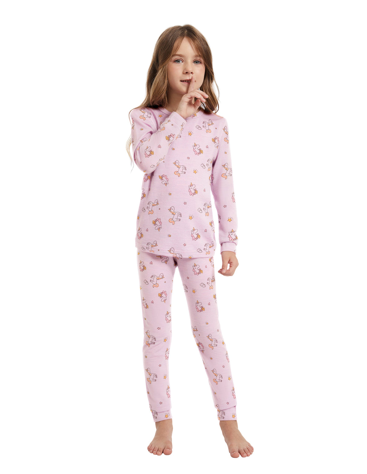 Woolcano Kid's 190g Merino Wool Unisex Base Layer Set Lightweight Thermal Underwear