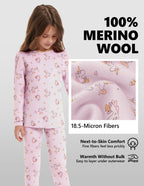 Woolcano Kid's 190g Merino Wool Unisex Base Layer Set Lightweight Thermal Underwear