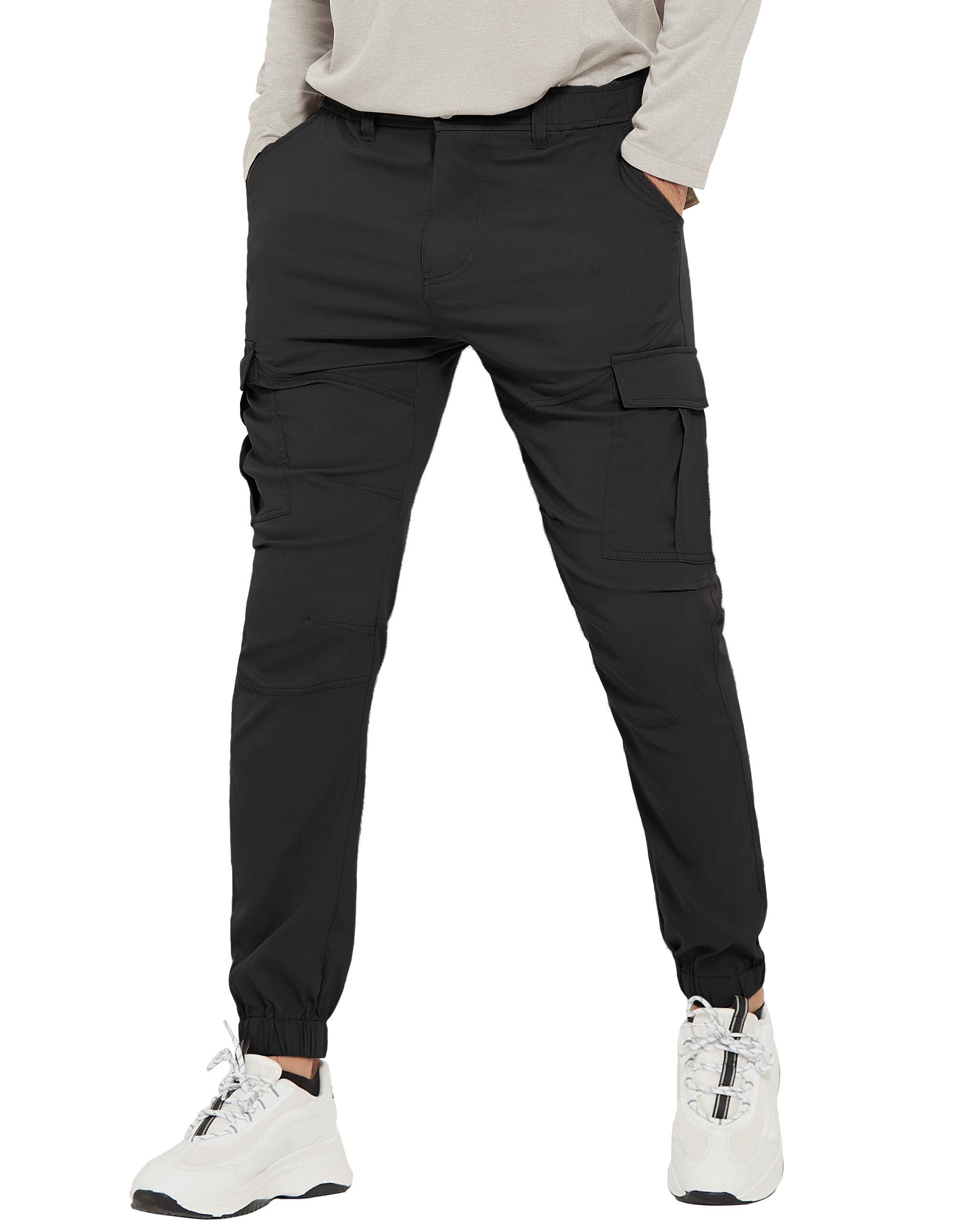 Men Cargo Pants Slim Fit Stretch Jogger Waterproof Outdoor Trousers with 6 Pockets by PULI