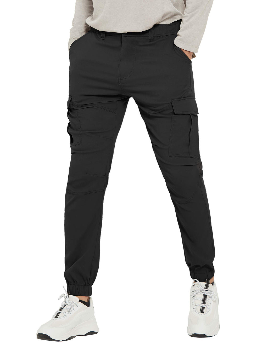 PULI Men's Waterproof Hiking Pants Slim Fit Cargo Joggers Stretch Quick Dry Outdoor Pants with Pockets